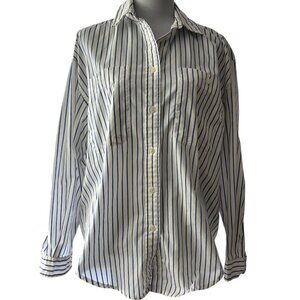 Witt's End a Division of Mr. Witt Blue White striped button down shirt women's M